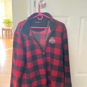 Ohio State Red and Black Plaid Pullover